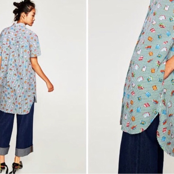 ZARA BOOK PRINT SHIRTDRESS TOP SHIRT NWOT XL📚❤️ - Picture 3 of 10